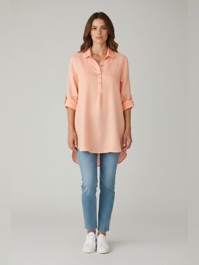 Sigrid Olsen Linen Tunic Orange Size Small